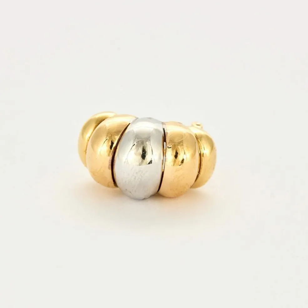Boucles d'oreilles en or jaune et gris godronnés