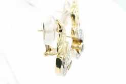 Boucles d'oreilles en or jaune et blanc serties de saphirs et de diamants
