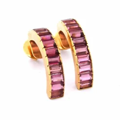 Boucles d'oreilles en or jaune tourmalines '80