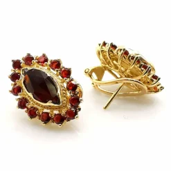 Boucles d'oreilles en or jaune & grenats