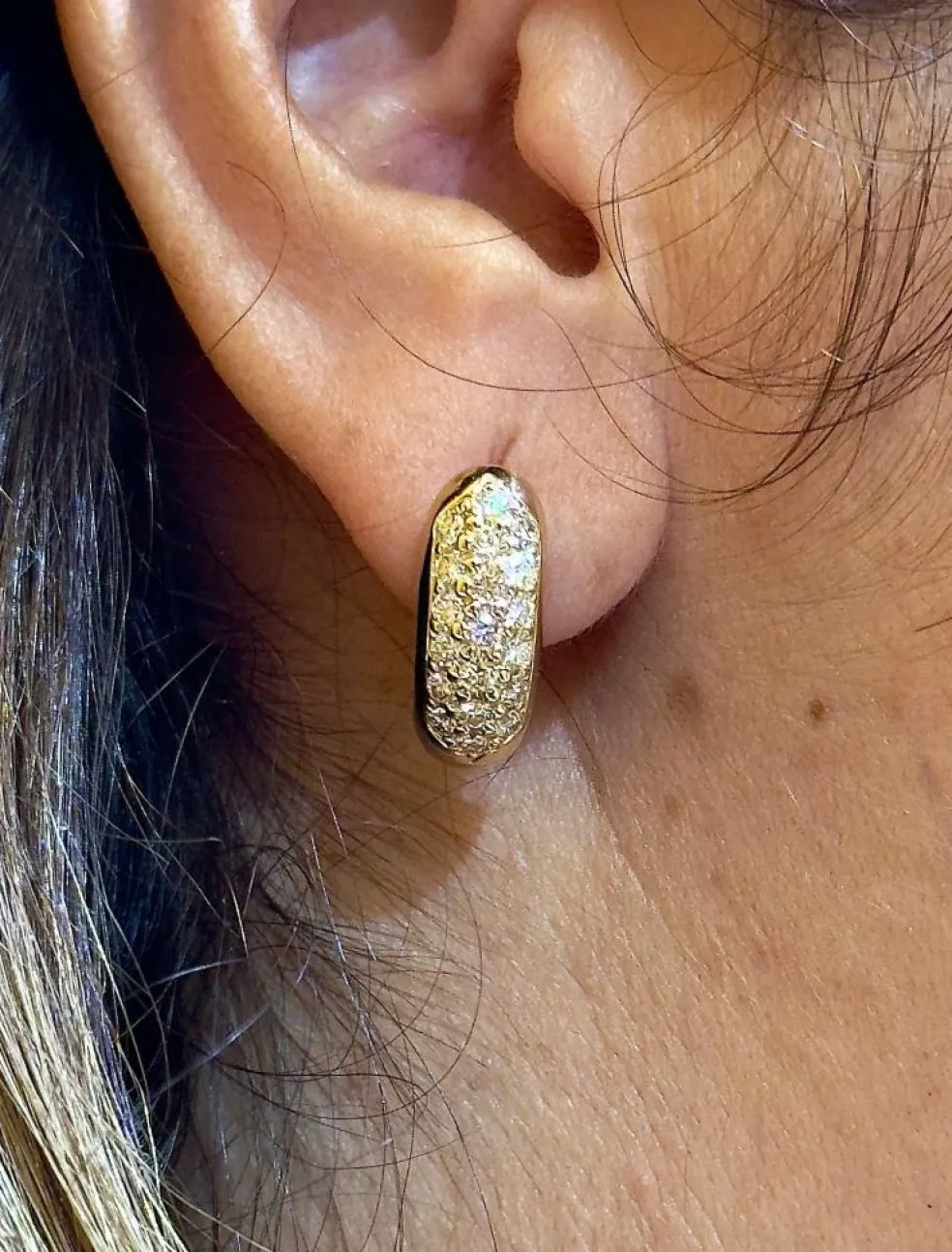 Boucles d’oreilles en or jaune 18 carats et diamants