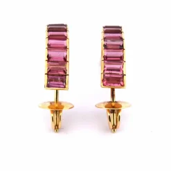 Boucles d'oreilles en or jaune tourmalines '80