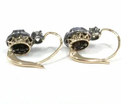 Boucles d'oreilles en or jaune et argent avec diamants