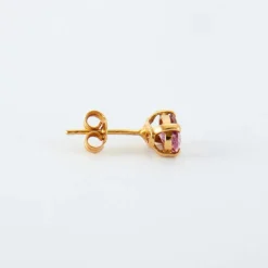 Boucles d'oreilles en or jaune & saphir rose