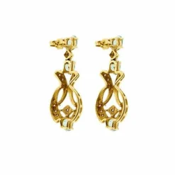 Boucles d'oreilles en or jaune avec émeraudes et diamants