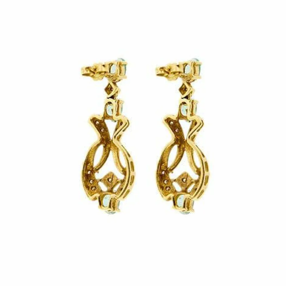 Boucles d'oreilles en or jaune avec émeraudes et diamants