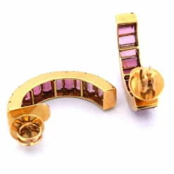 Boucles d'oreilles en or jaune tourmalines '80