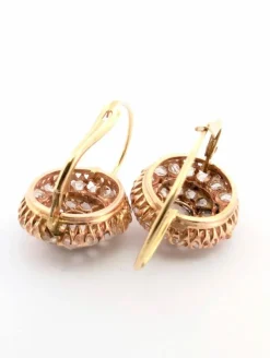 Boucles d'oreilles en or jaune avec couronne de diamants taille rose