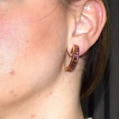 Boucles d'oreilles en or jaune tourmalines '80
