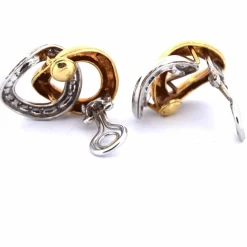 BOUCLES D'OREILLES EN OR JAUNE ET BLANC 18 KT - 17 g