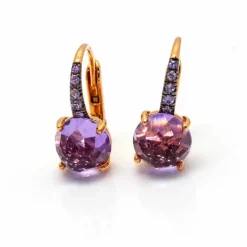 Boucles d'oreilles en or rose, saphirs et améthyste