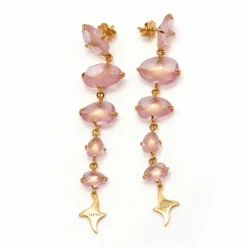 Boucles d'oreilles en or rose et quartz rose