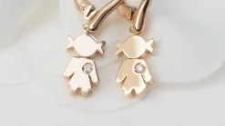 Boucles d'oreilles en or rose et diamants