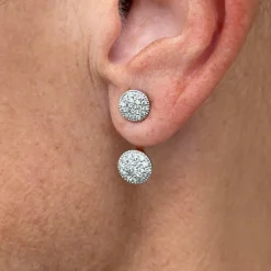 Boucles d'oreilles en or rose et blanc avec diamants