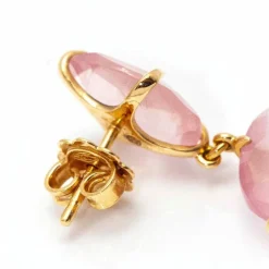 Boucles d'oreilles en or rose et quartz rose