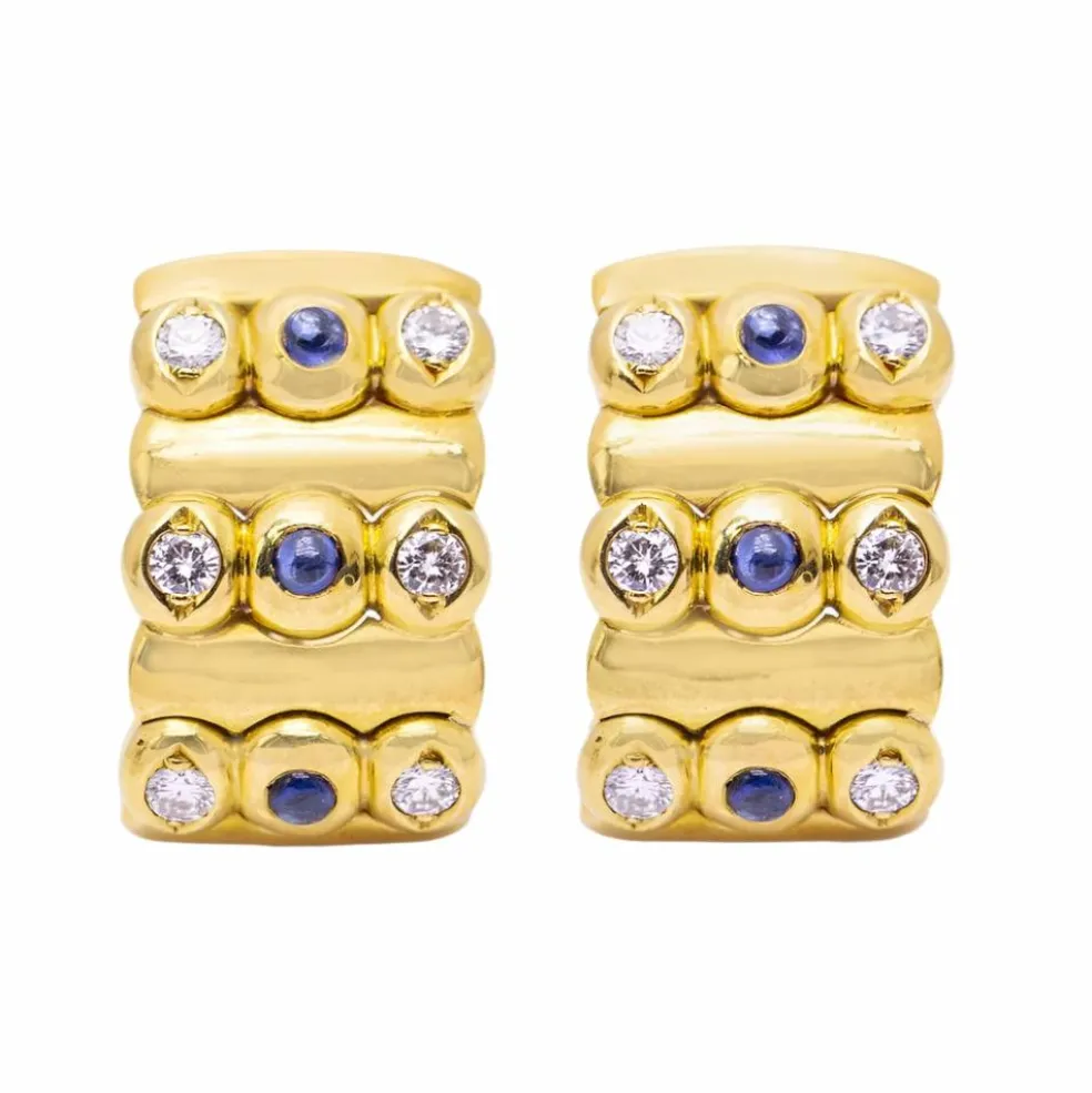 Boucles d'oreilles en or, saphir et diamants