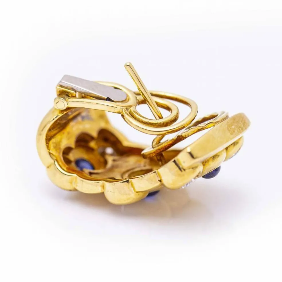 Boucles d'oreilles en or, saphir et diamants