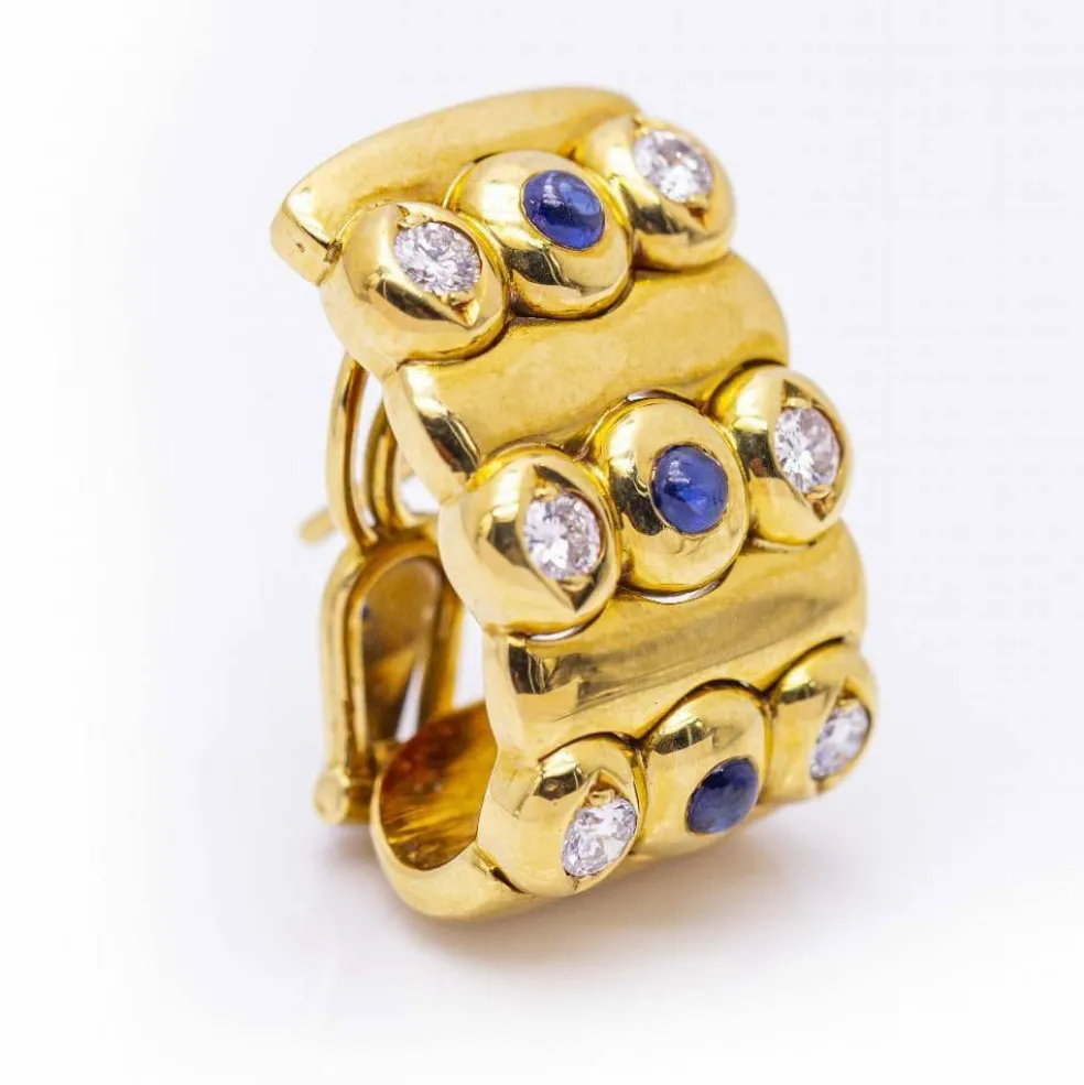 Boucles d'oreilles en or, saphir et diamants