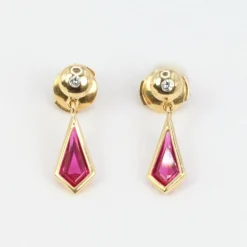 Boucles d’oreilles en Or, Tourmaline