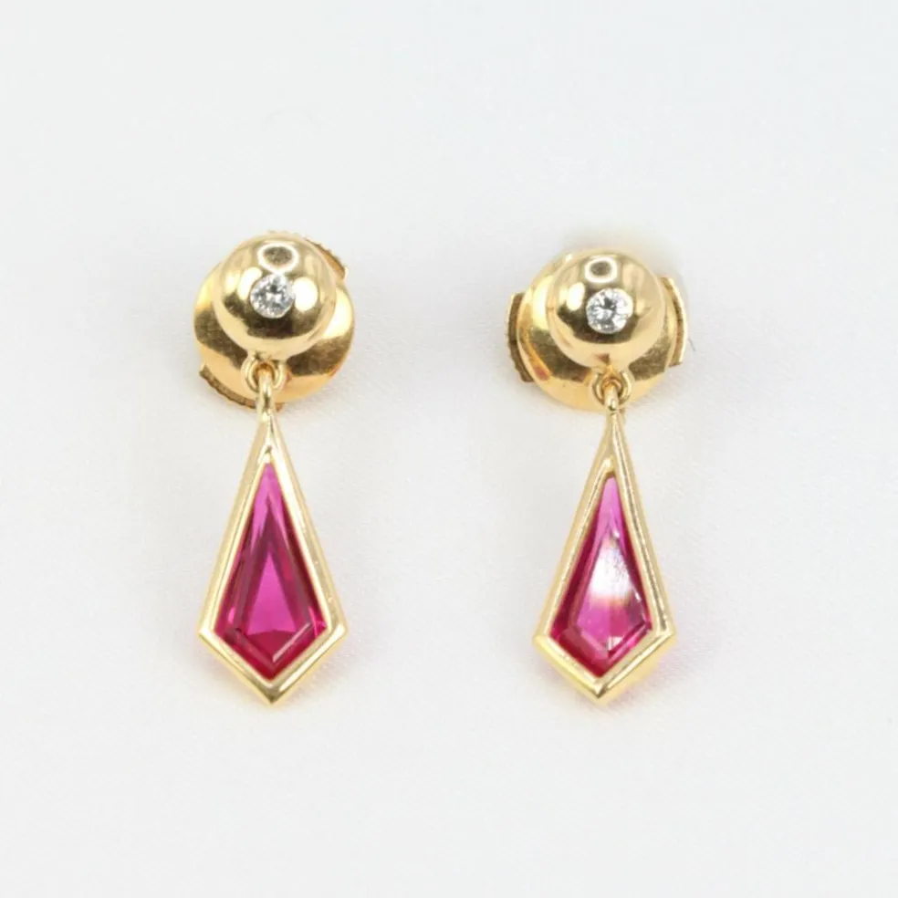 Boucles d’oreilles en Or, Tourmaline