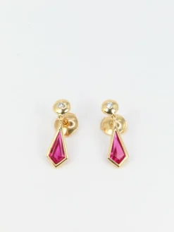 Boucles d’oreilles en Or, Tourmaline
