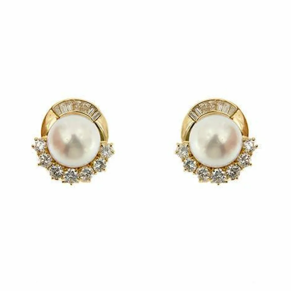 Boucles d'oreilles en perles et diamants