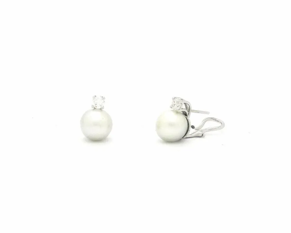 Boucles d'oreilles en perles et diamants d'Australie