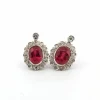 Boucles d'oreilles en platine avec rubis et diamants