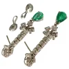 Boucles d'oreilles en platine des années 1950 avec diamants et émeraudes