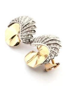 Boucles d'oreilles en platine et or avec diamants
