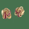 Boucles d'oreilles entrelacées Rubis synthétiques
