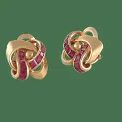 Boucles d'oreilles entrelacées Rubis synthétiques