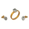 Boucles d'oreilles et bague en or blanc serties d'aigue-marine