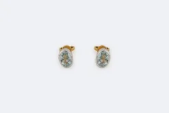 Boucles d'oreilles et bague en or blanc serties d'aigue-marine