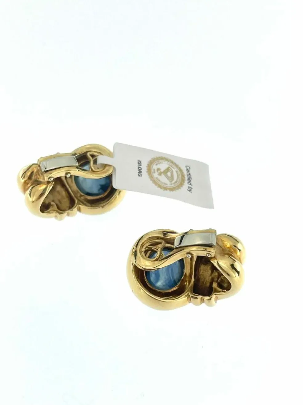 Boucles d'oreilles et pendentif saphirs de Ceylan certificat IGI