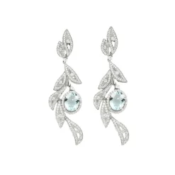 Boucles d'oreilles Feuillage Aigue-Marine Diamants