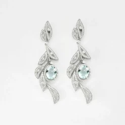 Boucles d'oreilles Feuillage Aigue-Marine Diamants