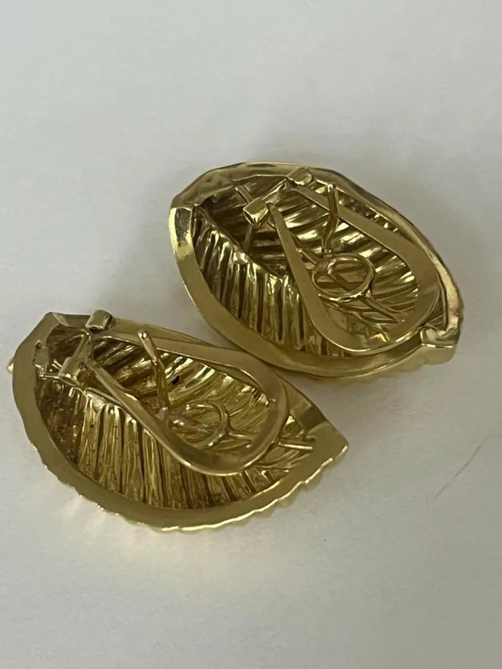Boucles d'Oreilles Feuillage Or Jaune Diamants