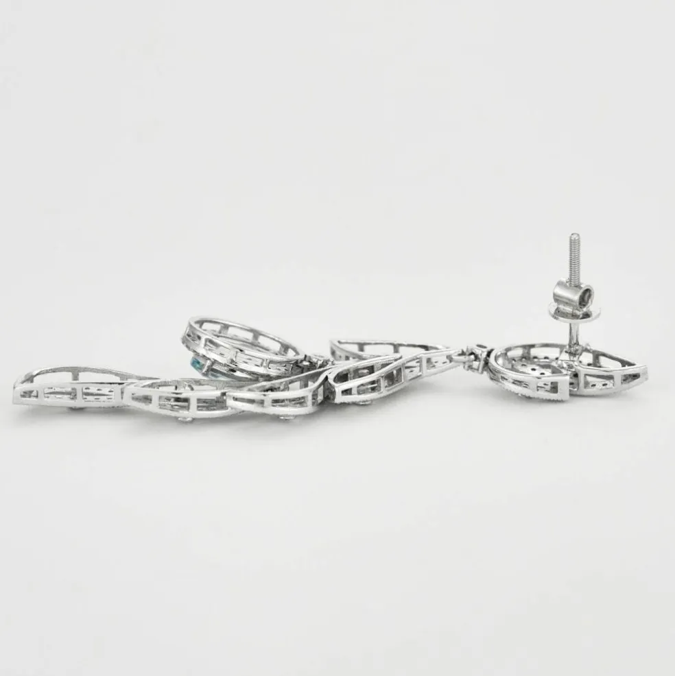 Boucles d'oreilles Feuillage Aigue-Marine Diamants
