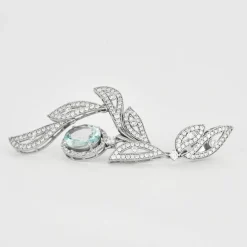Boucles d'oreilles Feuillage Aigue-Marine Diamants