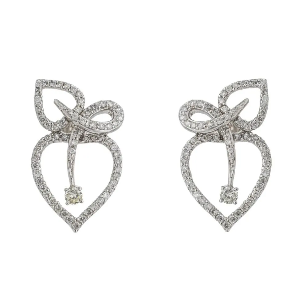 Boucles d'oreilles Feuille Or blanc Diamant