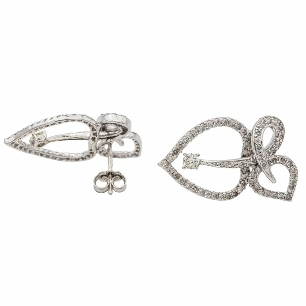 Boucles d'oreilles Feuille Or blanc Diamant