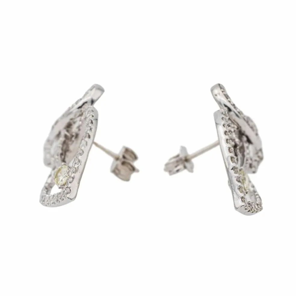 Boucles d'oreilles Feuille Or blanc Diamant