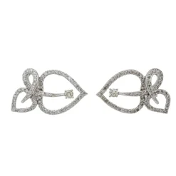 Boucles d'oreilles Feuille Or blanc Diamant