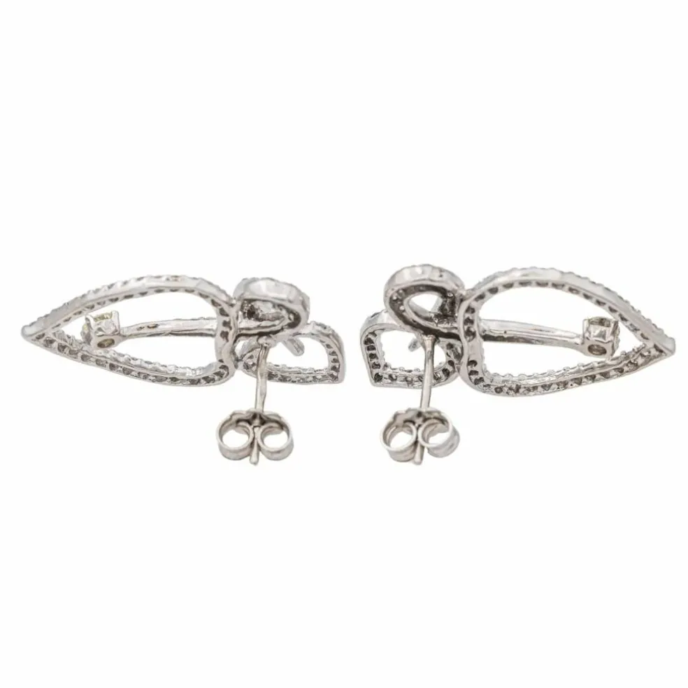 Boucles d'oreilles Feuille Or blanc Diamant
