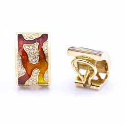 Boucles d'oreilles FIREMOON en émail et or