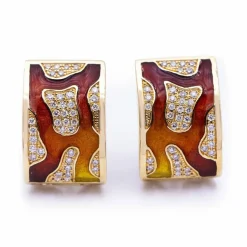 Boucles d'oreilles FIREMOON en émail et or