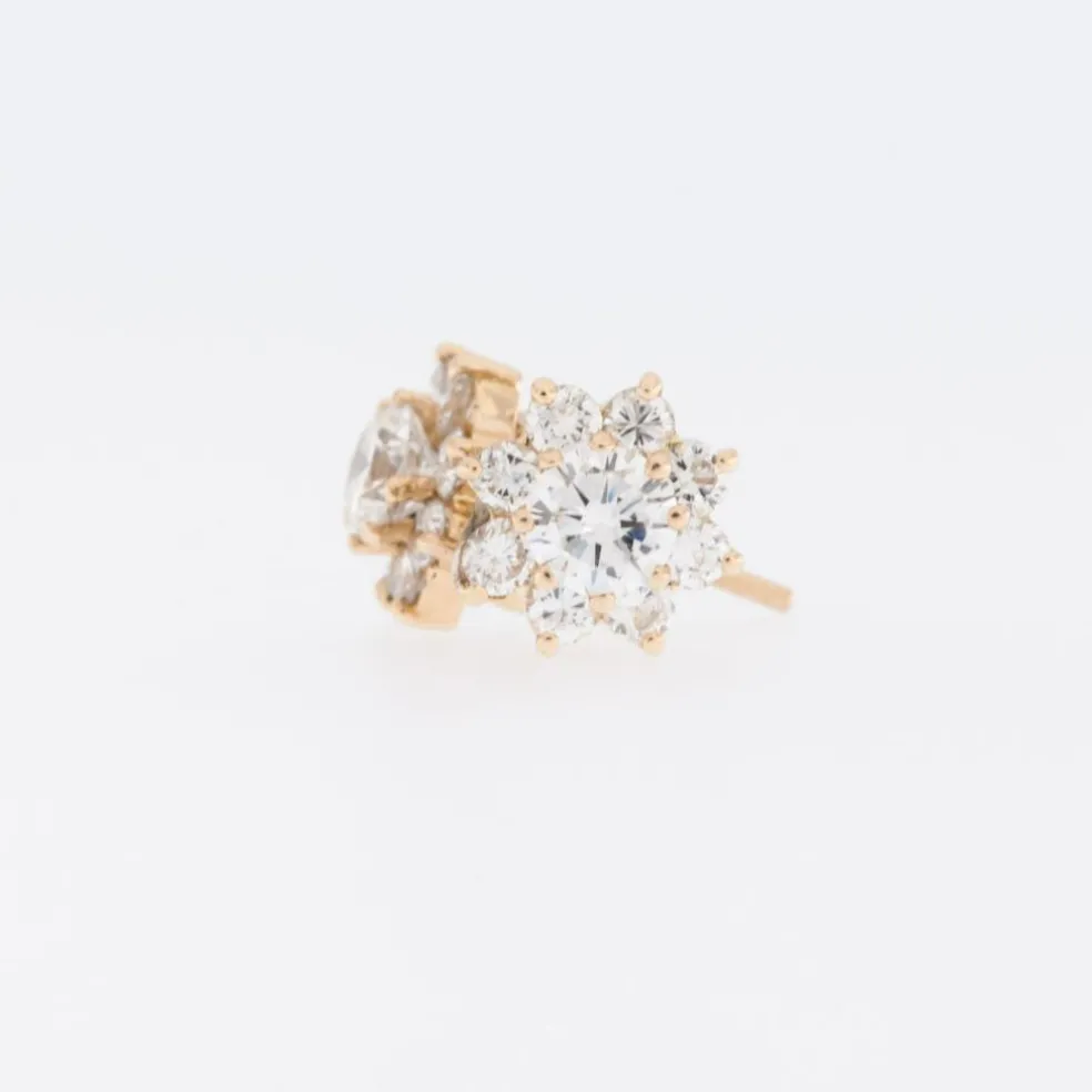 Boucles d'oreilles fleur en or jaune avec diamants certifié HRD