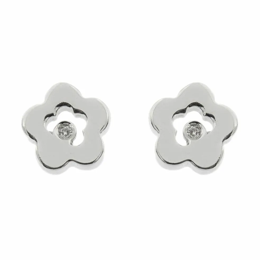 Boucles d'oreilles fleurs avec diamants