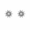 Boucles d'oreilles fleurs or blanc et diamants
